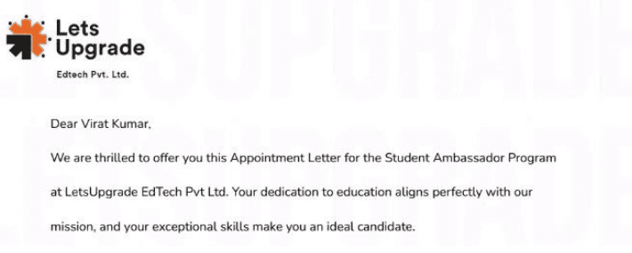 LetsUpgrade Student Ambassador